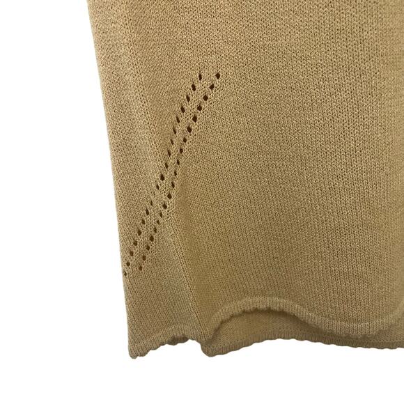 St. John White Label Tan V Neck Scallop Hem Sleeveless Shell Top Womens Medium - Picture 4 of 5